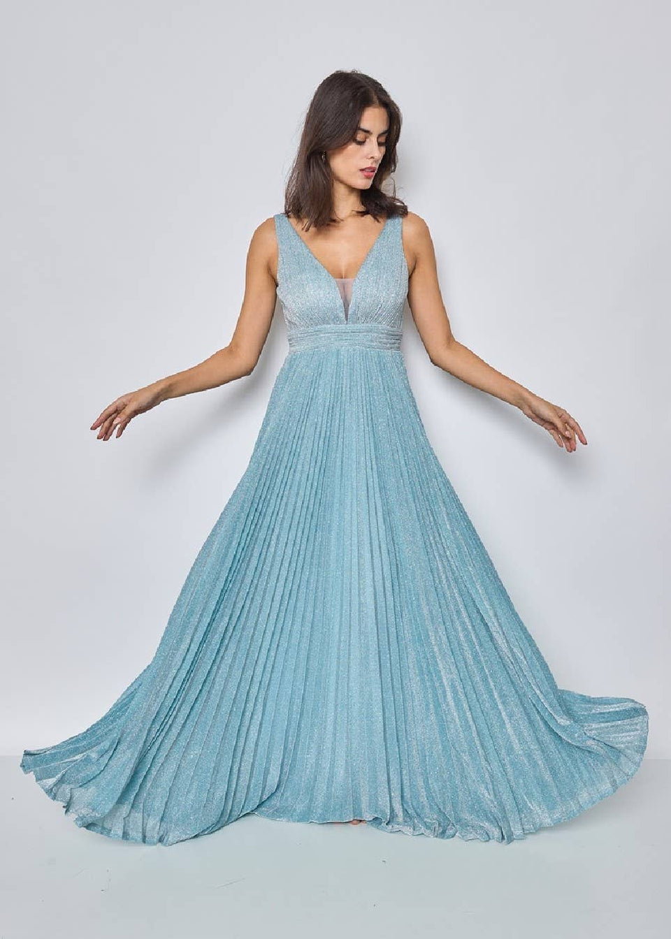 Langes Plisseekleid - Glitzer