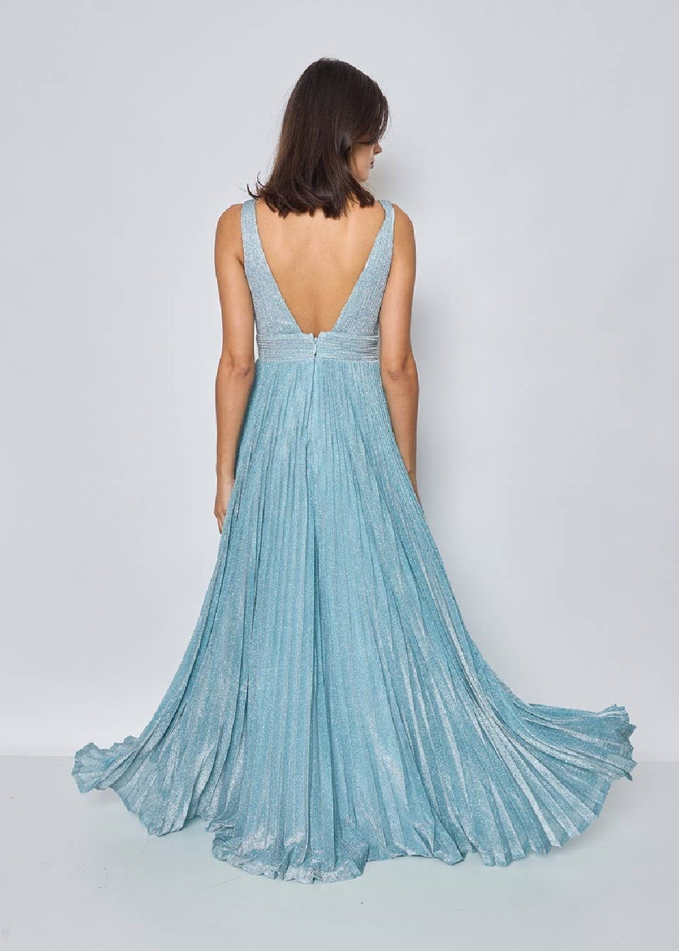 Langes Plisseekleid - Glitzer